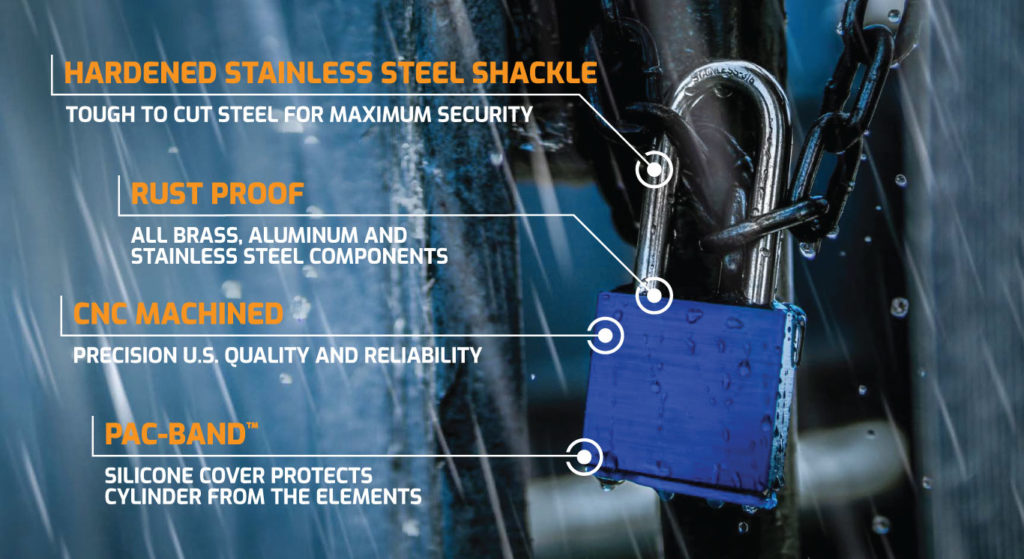 SKILCRAFT Solid Steel Case Padlock with Chain
